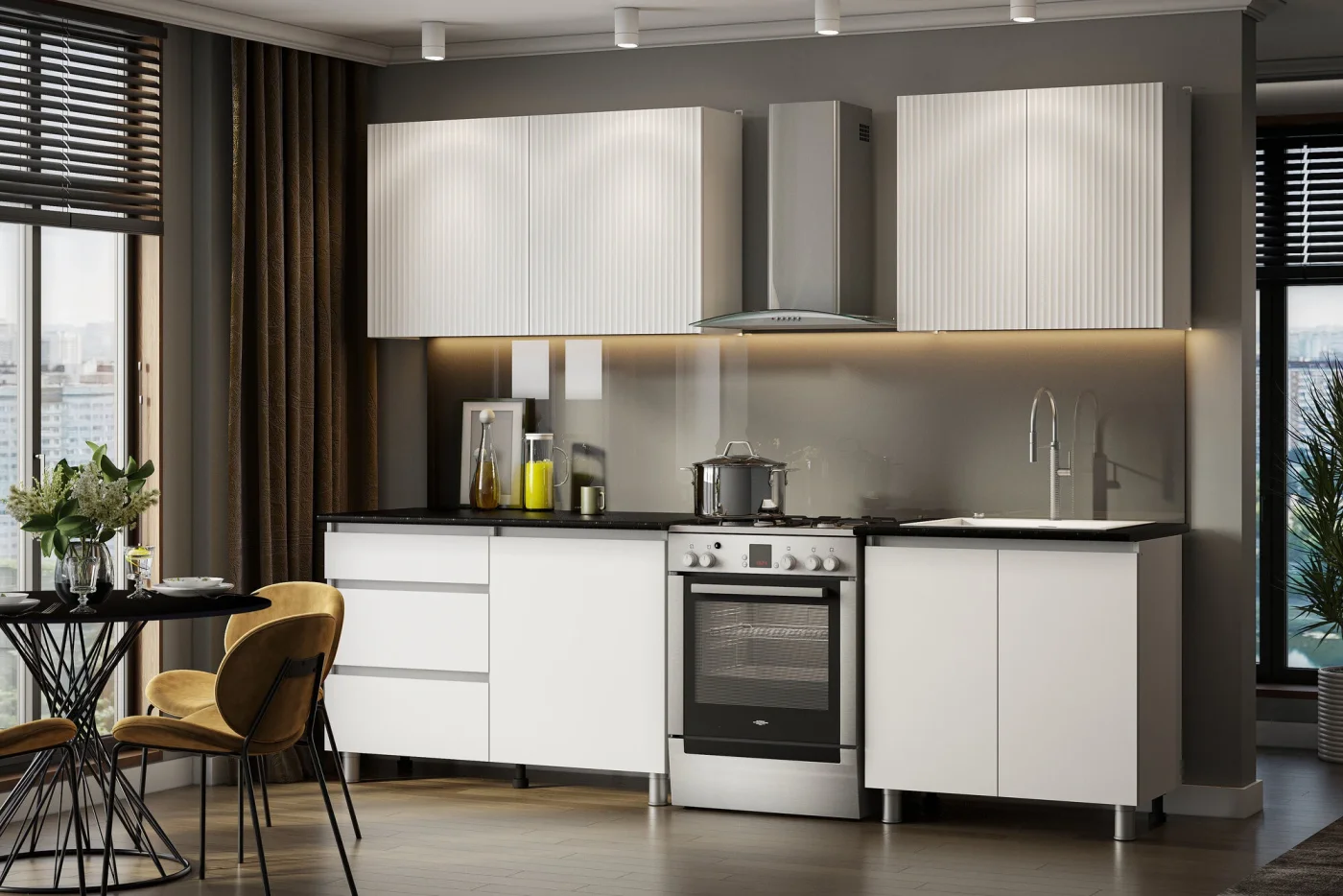 ARNIKA Кухонный гарнитур со столешницей "Макинберд" 200см, белый